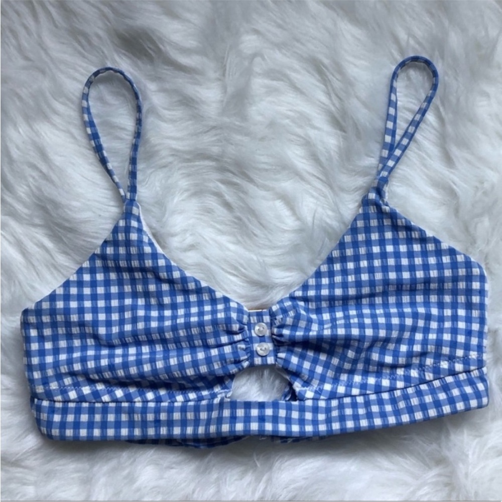 Blue Gingham Bikini Top